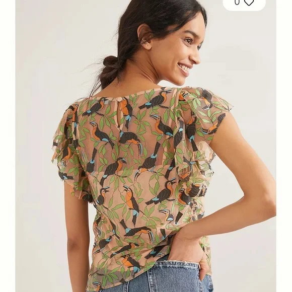 Eva Franco for Anthro Bosque Embroidered Blouse Size S - Picture 6 of 9